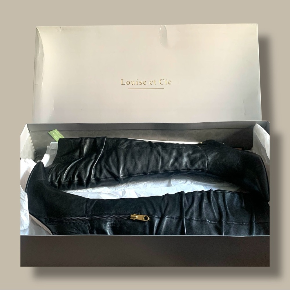 Louise et Cie Sleek Black Leather Heeled Boots Sz 6/36.5